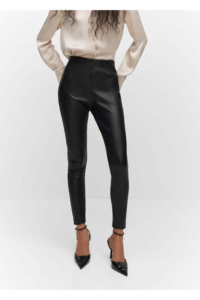 MANGO Woman Leggings in Lederoptik