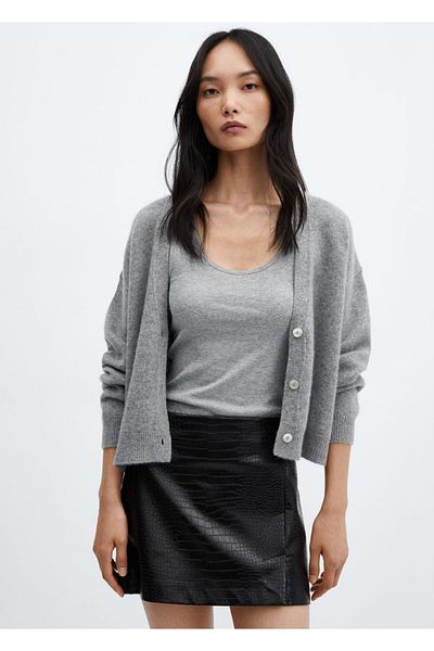 MANGO Woman Crocodile Skin Look Mini Skirt