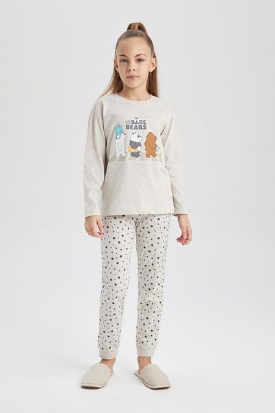DeFacto Σετ μακρυμάνικη πιτζάμες για κορίτσια We Bare Bears B7300a823wn