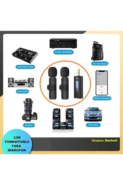 Kalite Kablosuz Çift Yaka Vlog Mikrofonu (3.5mm - Çok Yönlü Kondenser Mikrofo...