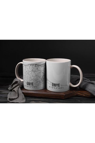 Melouro Ünye City Map Printed Porcelain Mug 300 ml