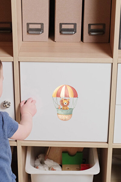 AlyMarkt ملصق ممتع لغرفة الأطفال بطابع "Lion Balloon Voyage" لمقبس خزانة البا...