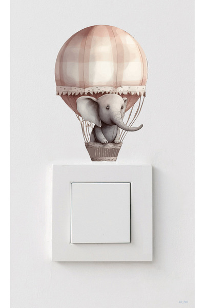 AlyMarkt Fil Yavrusu Balon Yolculuğu Temalı Çocuk Odası Priz Dolap Kapı Duvar...