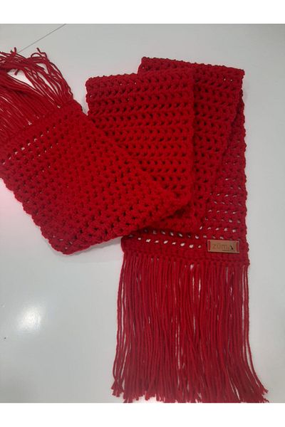 ZÜMAL Hand Knitted Multicolored Scarf Camisole Handmade (RED)