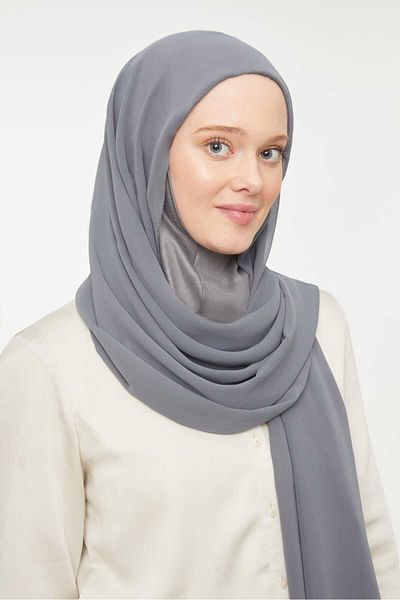 Melodi Scarf Women's Hijab Hijab Bonnet Chiffon Shawl Dark Gray