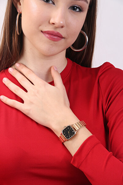 pierrose الذهب معدن الحبل مربع الحد الأدنى خمر ساعة اليد النسائية العادية