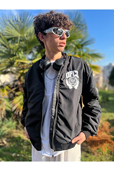 FUWEAR Trend Oversize OFCL Jachetă bomber din micro-țesătură brodată