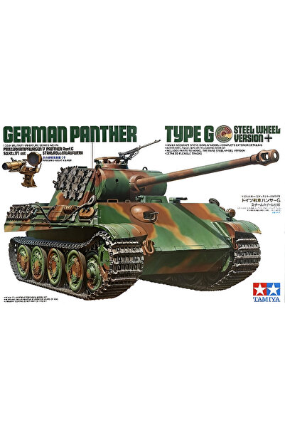 TAMIYA 1/35 German Panther Type G with Steel Wheel Version Plastik Tank Maket...