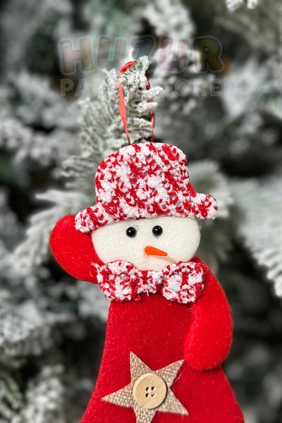 Huzur Party Store Plush Snowman Christmas Tree Hanging 20 Cm Ornament Red White Top Quality Tree Pine Ornament with Clothes