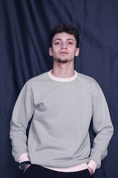 Unısex Zeytunı Yeşili Basıc 0 Yaka Baskisiz Bol Kesim Sweatshirt