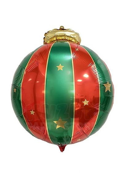 Huzur Party Store New Year's Ball Foil Balloon New Year Concept Red Green Colored Decor Compatible with Helium 70x54 Cm