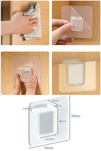 TechnoStation 8Li Yapışkanlı Şeffaf Raf Tutucu Aparat Raf Sabitleyici Askı 8 ...