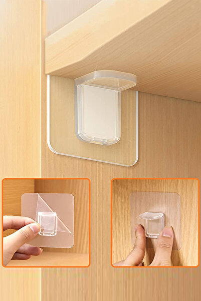 TechnoStation 4 Adet Yapışkanlı Raf Destek Aparatı Dolap Raf Tutucu Sabitleyi...