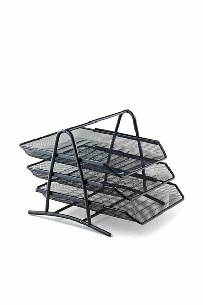 Mas Bion Metal Document Shelf Perforated 3 Layers Without Box Black 9309