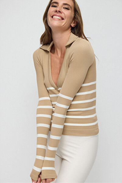 No Matter What Long Sleeve Seamless Polo Neck T-Shirt