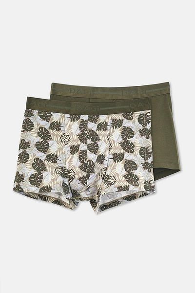 Dagi Boxer verde închis din bumbac, cu model, din 2 piese