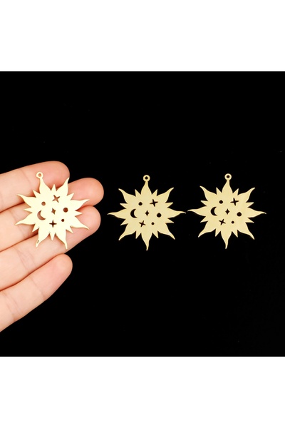 yfhobi 1 Adet- ALTIN KAPLAMA (KARARMAZ) Güneş Desen Lazer Kesim Kolye Ucu, Kü...