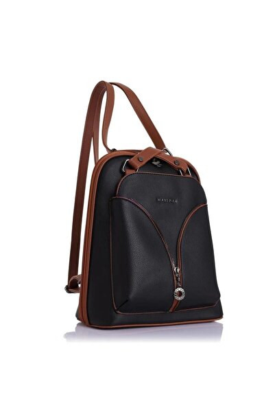 By Hakan Rucsac de umăr pentru femei Miami Polo 1206 din piele de ienupăr Negru-brun