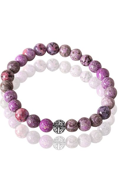 Tesbih Atölyesi Certified Charoite Stone Bracelet - With Silver Device
