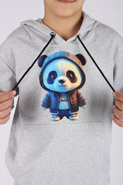 han elegant Χαριτωμένο panda εμπριμέ καγκουρό τσέπη και κουκούλα κορίτσι αγόρι παιδί unisex κάτω σετ