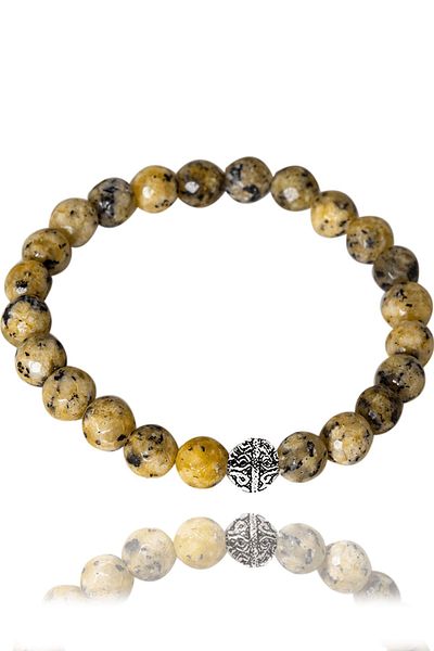 Tesbih Atölyesi Certified Faceted Yellow Quartz Stone Bracelet - With Silver Device