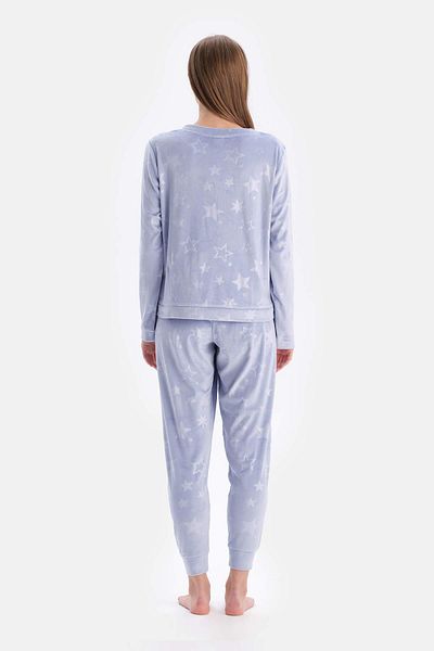 Dagi Set de pijamale tricotate cu detaliu Blue Seersucker Star