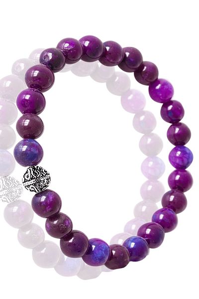 Tesbih Atölyesi Certified Purple Agate Stone Bracelet - Dark Color