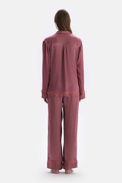 Dagi Dusty Rose – Gewebtes Hemd mit Spitzendetail