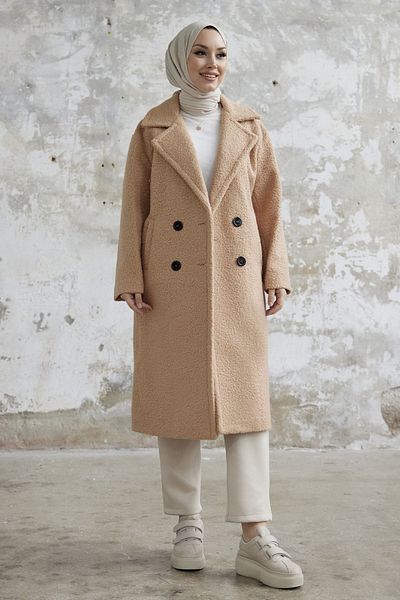 InStyle Λούτρινο παλτό Malian Buttoned - Camel