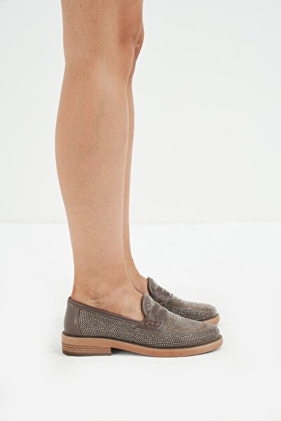 Louis Cardy Nella Vizon Hakiki Deri Kadın Taş Detaylı Ayakkabı