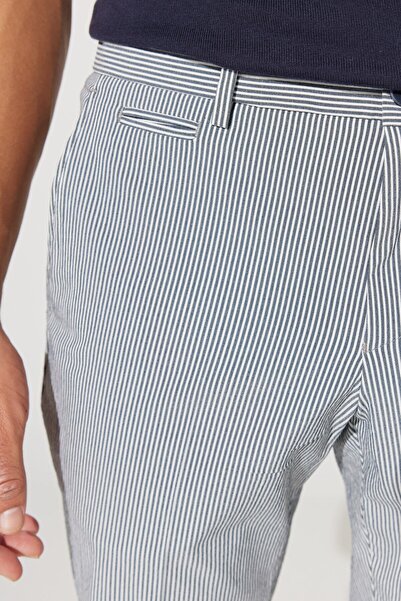 ALTINYILDIZ CLASSICS Ανδρικό παντελόνι Navy Blue Slim Fit Slim Fit Cotton Seersucker με σχέδιο