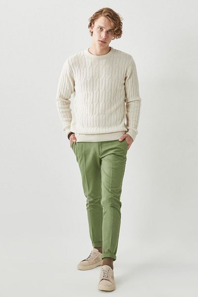 ALTINYILDIZ CLASSICS Pánske ležérne nohavice zeleného Slim Fit Slim Fit Dobby s bočným vreckom