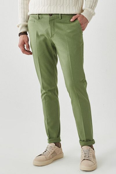 ALTINYILDIZ CLASSICS Pánske ležérne nohavice zeleného Slim Fit Slim Fit Dobby s bočným vreckom