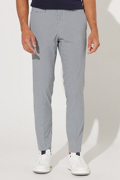 ALTINYILDIZ CLASSICS Pánské vzorované kalhoty Slim Fit Slim Fit Cotton Seersucker v námořnické modré