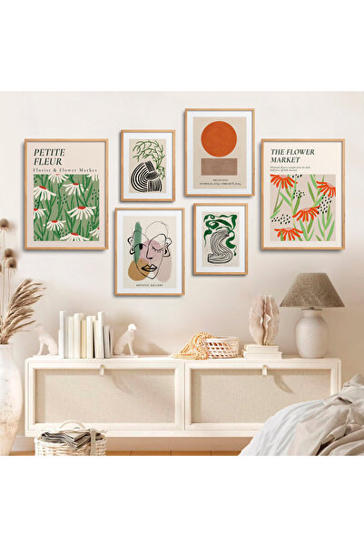 HOMEPACK Framed Painting Set of Six Flower Market Poster Painting Six-25