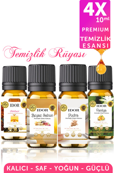 IDOR COSMETICS Temizlik Rüyası 4'lü Esansiyel Uçucu Yağ Seti Buhurdanlık Yağı...