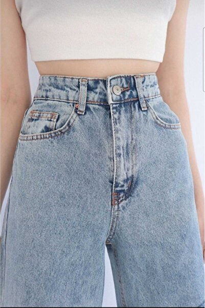 DRC trend Floara Snow Wash Blue Lycra Super High Waist Loose Jeans Palazzo Trousers