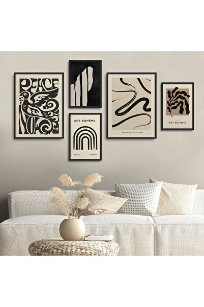 HOMEPACK Framed Painting Set of Five Bohemian Style Poster Painting Five-57