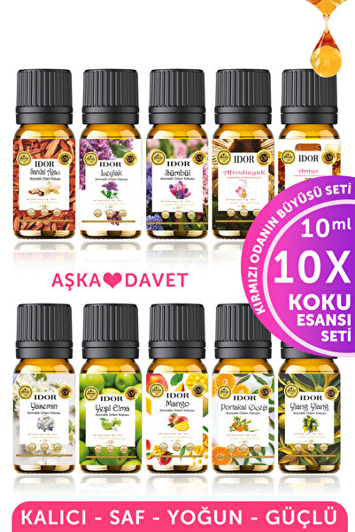 IDOR COSMETICS Kırmızı Odanın Büyüsü 10'lu Esansiyel Uçucu Yağ Seti Buhurdanl...
