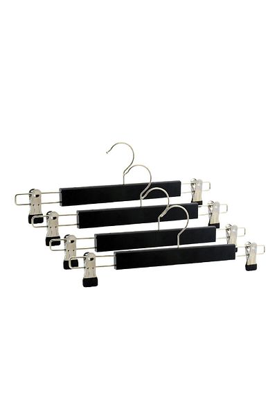 NYN Wooden Hanger Padded Trouser Skirt Hanger Black Color 4 Pieces