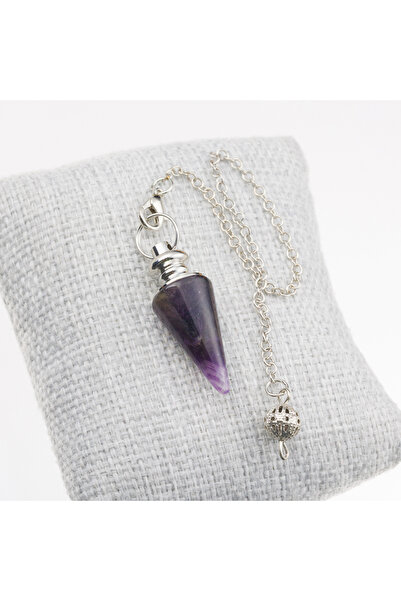 Taşta Moda Ametist Taşı Konik Pandül-Sarkaç