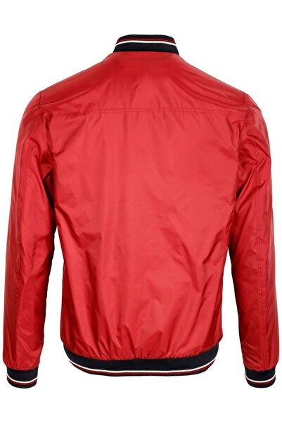 NCS Erkek Bomber Ceket Kırmızı Ribanalı Kol Ve Yaka Slim Fit Baharlık Ve Mevsimlik Jeans 4986