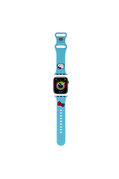 Hello Kitty Apple Watch 38mm Uyumlu Lisanslı Yazı Logolu Fiyonk & Kitty Head Silikon Kordon