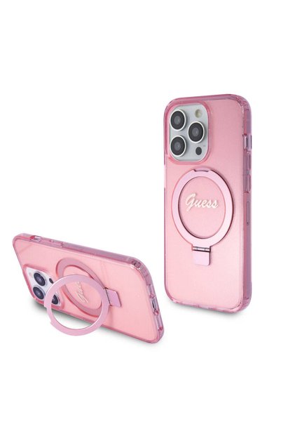 Guess iPhone 15 Pro Uyumlu Kılıf Guess Lisanslı Magsafe Özellikli Simli Ring ...