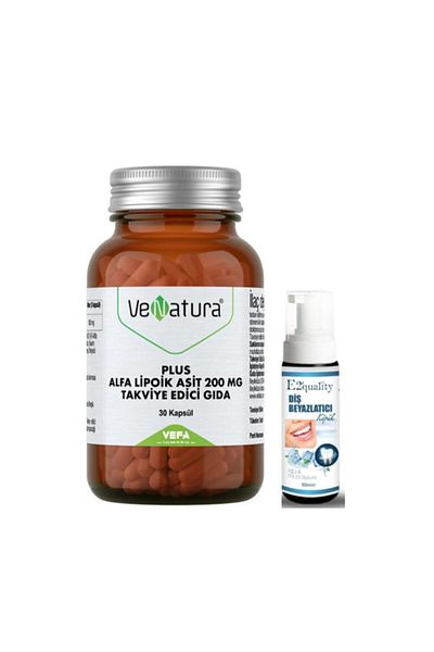 VeNatura Plus Alfa Lipoic Acid 200 mg - 30 Capsules Supplementary Food, Teeth Whitening Foam Gift