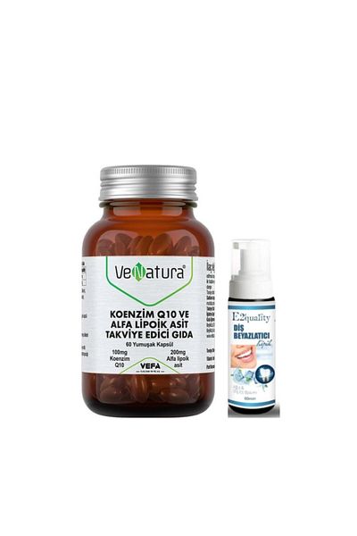VeNatura 60 Capsules Coenzyme Q10 and Alpha Lipoic Acid - Soft Capsule + Teeth Whitening Foam