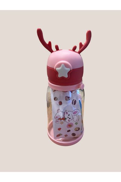URZ GRUP Geyikli Children's Water Bottle 500ml Water Bottle School Water Bottle with Carrying Strap Non-Drip Urz Group