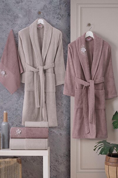 Hobby Line - Cotton Bathrobe Set - Rose K. Beige
