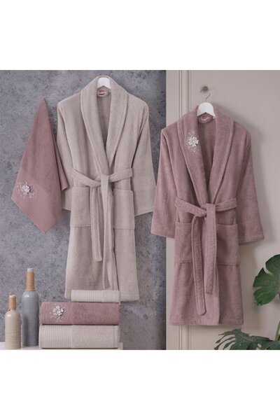 Hobby Line - Cotton Bathrobe Set - Rose K. Beige