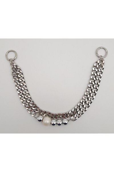 angel çanta aksesuar Accesoriu Geanta Angel 43 cm Mâner Geanta cu Lanț Perlat cu Metal Argintiu